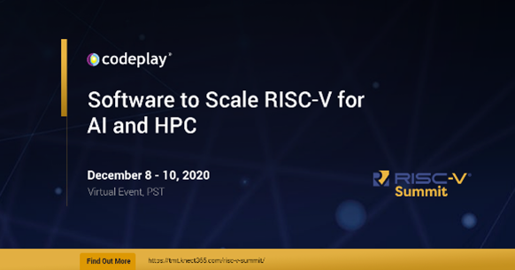 Join the RISC-V Summit to learn how Codeplay is enabling open programming models in RISC-V for AI and HPC Image