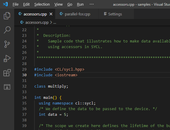 Linking oneAPI libraries to a Visual Studio Code C++ project Image